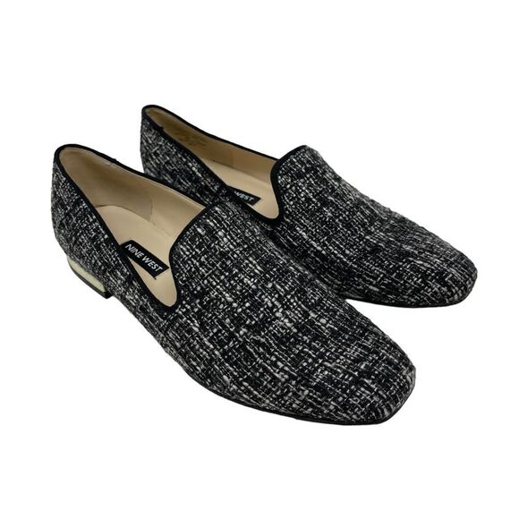 Nine West Loafer Lisette Flats Black White Gold Tweed Women's 6.5 Slip-On - Picture 1 of 9